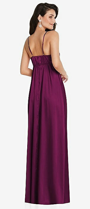 blue dress for baby girl TH&TH Greta One Shoulder Bridesmaid Dress In Merlot Burgundy Satin – TH and  TH main image 0