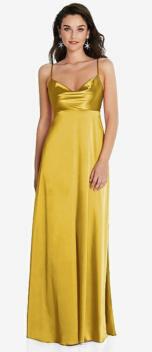 marigold satin bridesmaid dresses A-LINE SOFT SATIN PRINT DRESS 7444 – MARIGOLD DRESSES main image 1