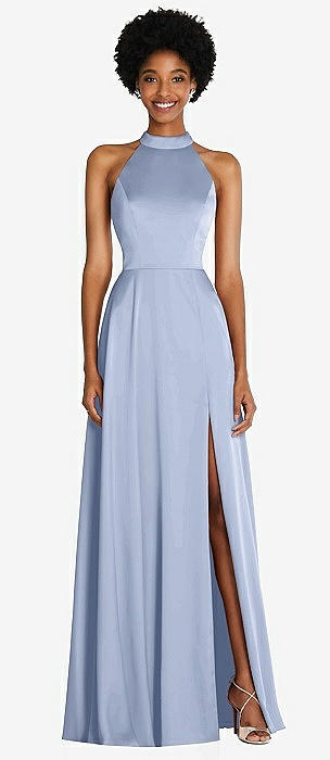 turtleneck bridesmaid dress Casual Taupe Long Bridesmaid Dresses Taupe, Satin Charmeuse, Turtleneck Long Bridesmaid Dresses