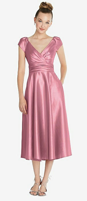 carnation pink bridesmaid dresses Bow One Shoulder Satin Bridesmaid Dress main image 1