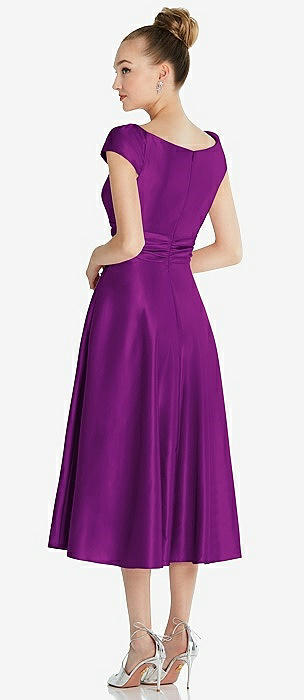 dahlia bridesmaid dresses Lemon Coast Dahlia Printed Angel Sleeve Satin Bridesmaid Dress