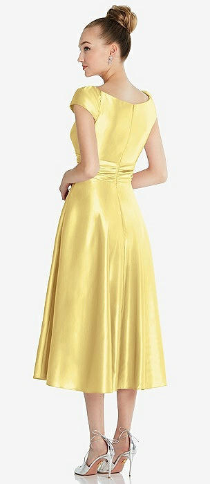 yellow sunflower bridesmaid dresses Cassie Dress Sunflower Strapless Satin Midi Dress main image 0