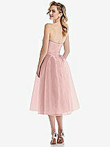 Rear View Thumbnail - Rose Strapless Pleated Skirt Organdy Midi Dress