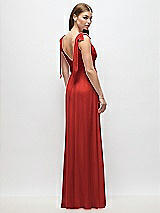 Rear View Thumbnail - Poppy Red Plunge Neckline Bow Shoulder Empire Waist Chiffon Maxi Dress