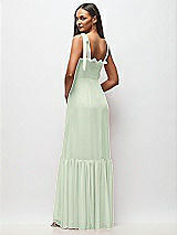 Rear View Thumbnail - Mint Green Tie-Shoulder Bustier Bodice Ruffle-Hem Maxi Dress