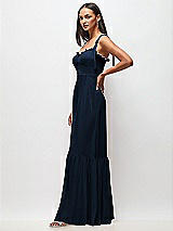 Side View Thumbnail - Midnight Navy Tie-Shoulder Bustier Bodice Ruffle-Hem Maxi Dress