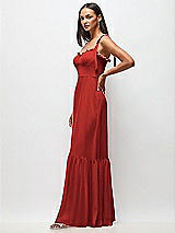 Side View Thumbnail - Poppy Red Tie-Shoulder Bustier Bodice Ruffle-Hem Maxi Dress