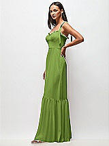 Side View Thumbnail - Peridot Green Tie-Shoulder Bustier Bodice Ruffle-Hem Maxi Dress