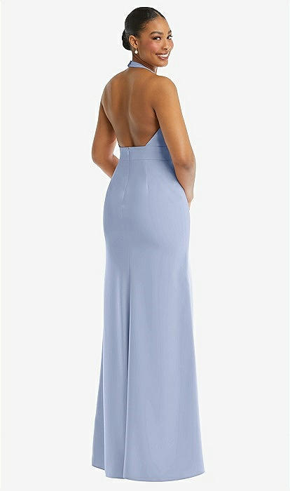 blue plunge dress Mermaid Floral Print Long Prom Dresses Chiffon Ruffled Evening Formal –  Hebebridal