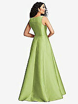 Rear View Thumbnail - Mojito Boned Corset Closed-Back Satin Gown with Full Skirt and Pockets