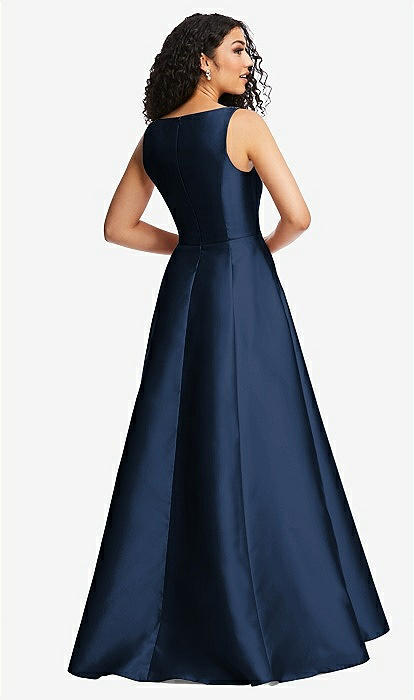 Boned Corset Closed-back Satin Bridesmaid Dress With Full Skirt