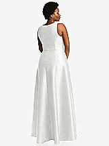 Alt View 3 Thumbnail - White Boned Corset Closed-Back Satin Gown with Full Skirt and Pockets
