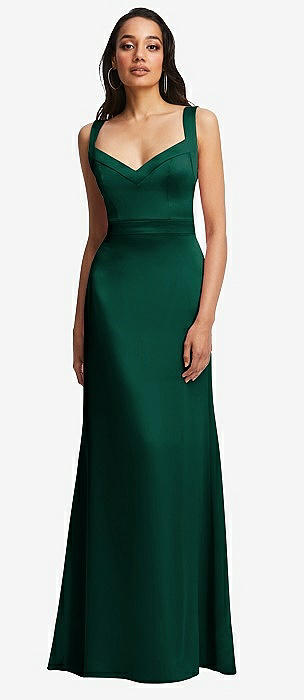 green emerald velvet dress Berylove Women Dark Green Maxi Mother Dress V Neck Ruffle Sleeves Chiffon Plus Size Wedding Party Guest Dress with Slit, Dark Green / 3XL main image 1