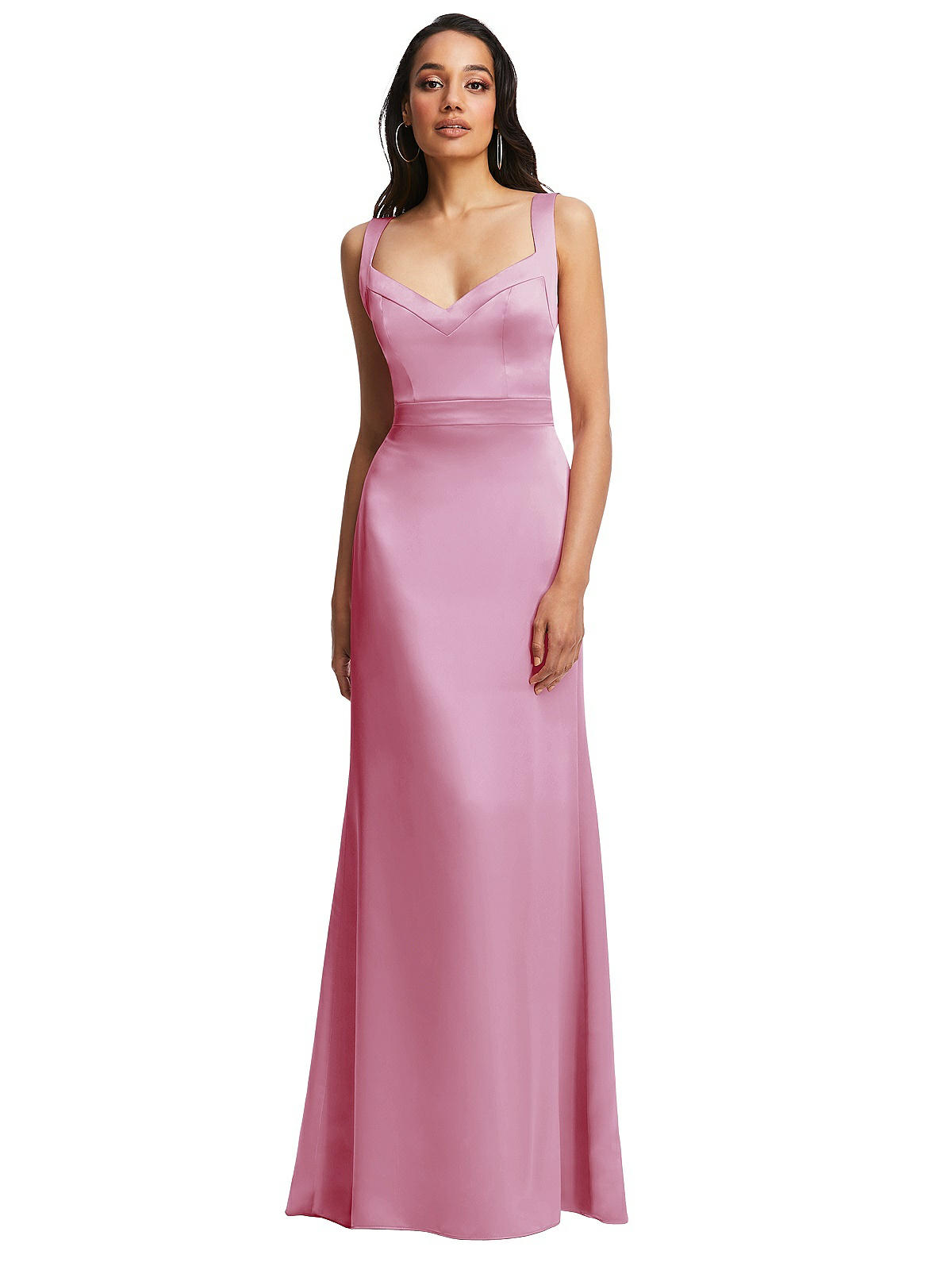 Framed Bodice Criss Criss Open Back A-line Maxi Bridesmaid Dress In Powder  Pink | The Dessy Group