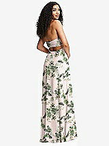 Alt View 7 Thumbnail - Palm Beach Print Strapless Empire Waist Cutout Maxi Dress with Covered Button Detail