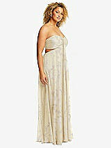 Alt View 2 Thumbnail - Butter Yellow Floral Strapless Empire Waist Cutout Maxi Dress with Covered Button Detail