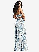 Alt View 7 Thumbnail - Cottage Rose Dusk Blue Strapless Empire Waist Cutout Maxi Dress with Covered Button Detail