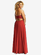 Alt View 3 Thumbnail - Poppy Red Strapless Empire Waist Cutout Maxi Dress with Covered Button Detail