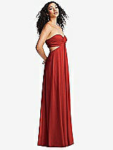 Alt View 4 Thumbnail - Poppy Red Strapless Empire Waist Cutout Maxi Dress with Covered Button Detail