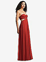 Alt View 6 Thumbnail - Poppy Red Strapless Empire Waist Cutout Maxi Dress with Covered Button Detail