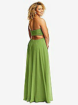 Alt View 3 Thumbnail - Peridot Green Strapless Empire Waist Cutout Maxi Dress with Covered Button Detail