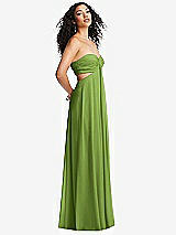 Alt View 4 Thumbnail - Peridot Green Strapless Empire Waist Cutout Maxi Dress with Covered Button Detail