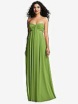 Alt View 5 Thumbnail - Peridot Green Strapless Empire Waist Cutout Maxi Dress with Covered Button Detail