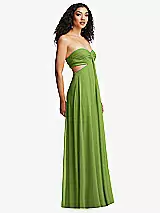 Strapless Empire Waist Cutout Maxi Bridesmaid Dress With Covered Button  Detail In Peridot Green | The Dessy Group