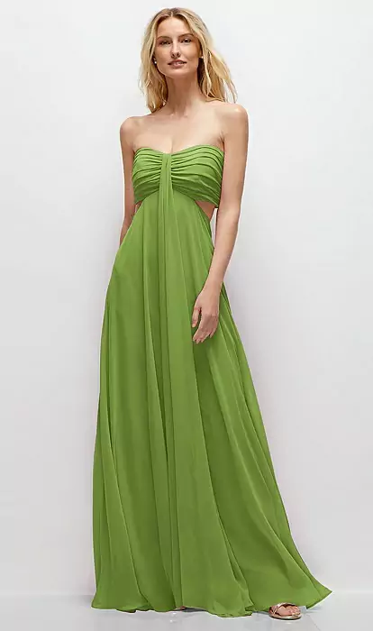 dusty green dresses BABARONI V Neckline Chiffon Bridesmaid Dresses Dusty Sage, Dusty Sage / US0 main image 0