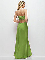 Side View Thumbnail - Peridot Green Strapless Empire Waist Cutout Maxi Dress with Covered Button Detail