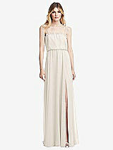 Front View Thumbnail - Ivory Skinny Tie-Shoulder Ruffle-Trimmed Blouson Maxi Dress