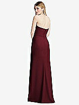 Alt View 3 Thumbnail - Cabernet Strapless Pleated Faux Wrap Trumpet Gown with Front Slit