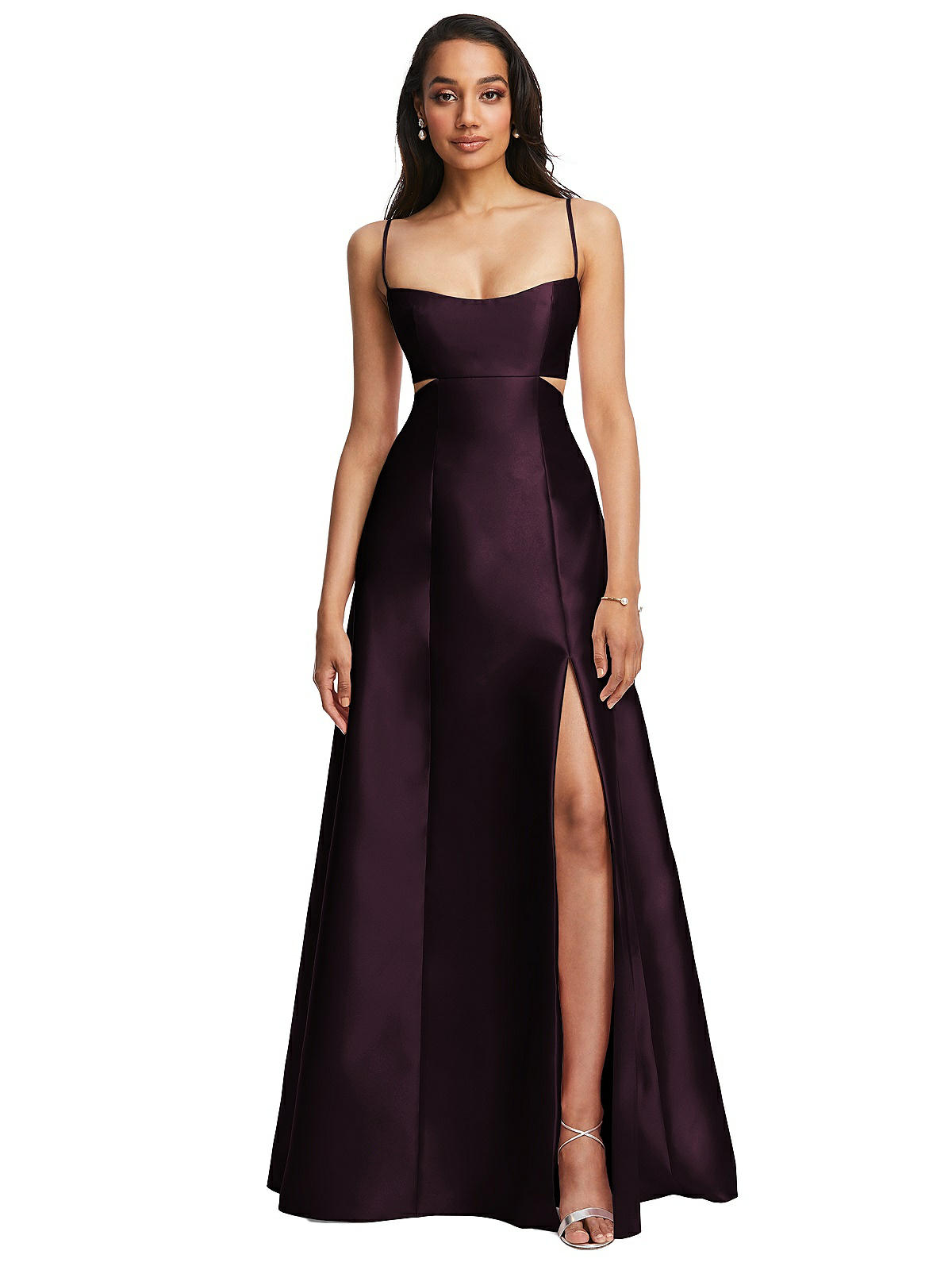 Open Neckline Cutout Satin Twill A-line Bridesmaid Dress With Pockets In  Deep Plum | The Dessy Group