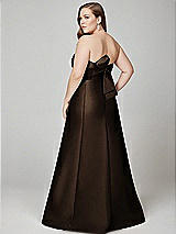 Alt View 3 Thumbnail - Espresso Strapless A-line Satin Gown with Modern Bow Detail