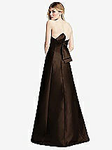 Front View Thumbnail - Espresso Strapless A-line Satin Gown with Modern Bow Detail