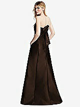 Side View Thumbnail - Espresso Strapless A-line Satin Gown with Modern Bow Detail