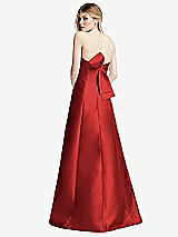 Front View Thumbnail - Poppy Red Strapless A-line Satin Gown with Modern Bow Detail