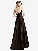 Alt View 4 Thumbnail - Espresso Strapless Bias Cuff Bodice Satin Gown with Pockets