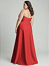 Alt View 2 Thumbnail - Poppy Red Strapless Bias Cuff Bodice Satin Gown with Pockets