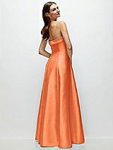 Side View Thumbnail - Portofino Orange Strapless Bias Cuff Bodice Satin Gown with Pockets
