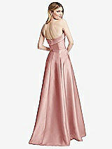 Alt View 4 Thumbnail - Rose Strapless Bias Cuff Bodice Satin Gown with Pockets