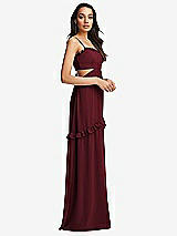 Side View Thumbnail - Cabernet Ruffle-Trimmed Cutout Tie-Back Maxi Dress with Tiered Skirt
