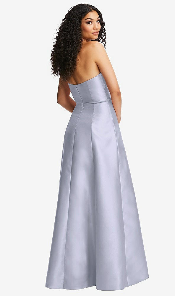 Back View - Silver Dove Strapless Bustier A-Line Satin Gown with Front Slit