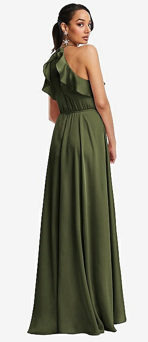 Olive Green Halter Bridesmaid Dresses