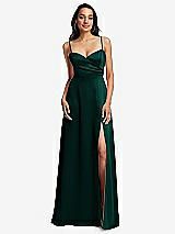 Front View Thumbnail - Evergreen Adjustable Strap A-Line Faux Wrap Maxi Dress