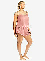 Side View Thumbnail - Rose Whisper Satin Lounge Shorts with Pockets