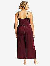 Alt View 3 Thumbnail - Cabernet Whisper Satin Wide-Leg Lounge Pants with Pockets