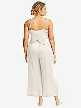 Alt View 3 Thumbnail - Ivory Whisper Satin Wide-Leg Lounge Pants with Pockets
