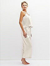 Side View Thumbnail - Ivory Whisper Satin Wide-Leg Lounge Pants with Pockets