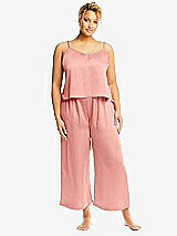 Alt View 1 Thumbnail - Rose Whisper Satin Wide-Leg Lounge Pants with Pockets